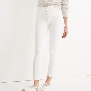 NWT MADEWELL MID-RISE SKINNY WHITE JEANS W BUTTONS